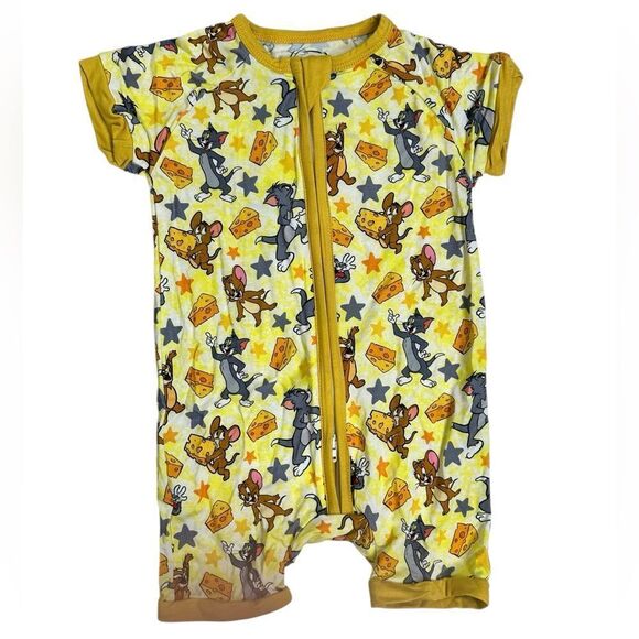 NWOT Oak & Ollie Baby Bamboo Shorties One Piece Tom & Jerry Print - Size 12-18M - Picture 1 of 7